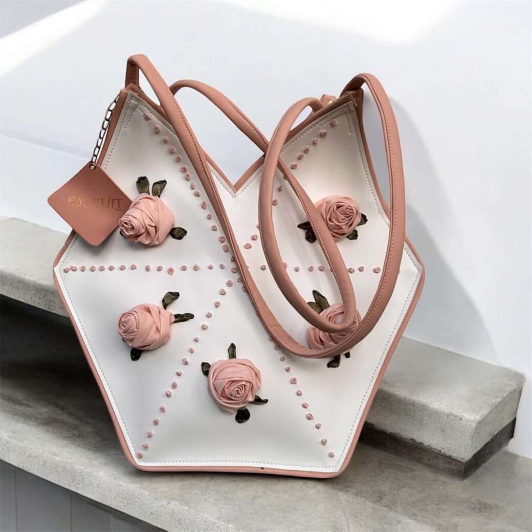 Pink  Floral Diamond Bag - Image 3